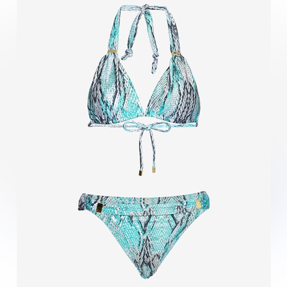 VIX Python Print Triangle Bikini Turquoise M - Picture 1 of 5